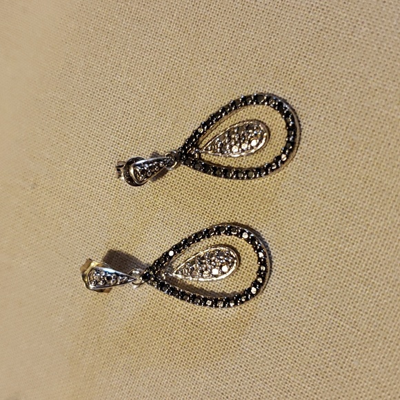 Sterling Silver and Marcasite Double Drop Earrings - Picture 3 of 6